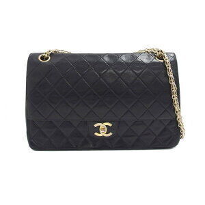 CHANEL Matelasse Double Flap Chain Shoulder Bag Lambskin Black
